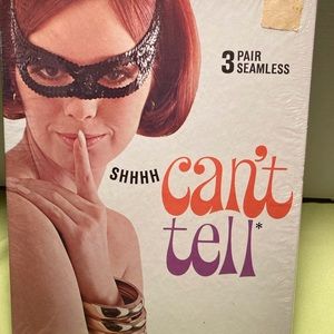 Vintage Woman Women’s stockings from 1960s Shh Can’t Tell Mint in Package Beige